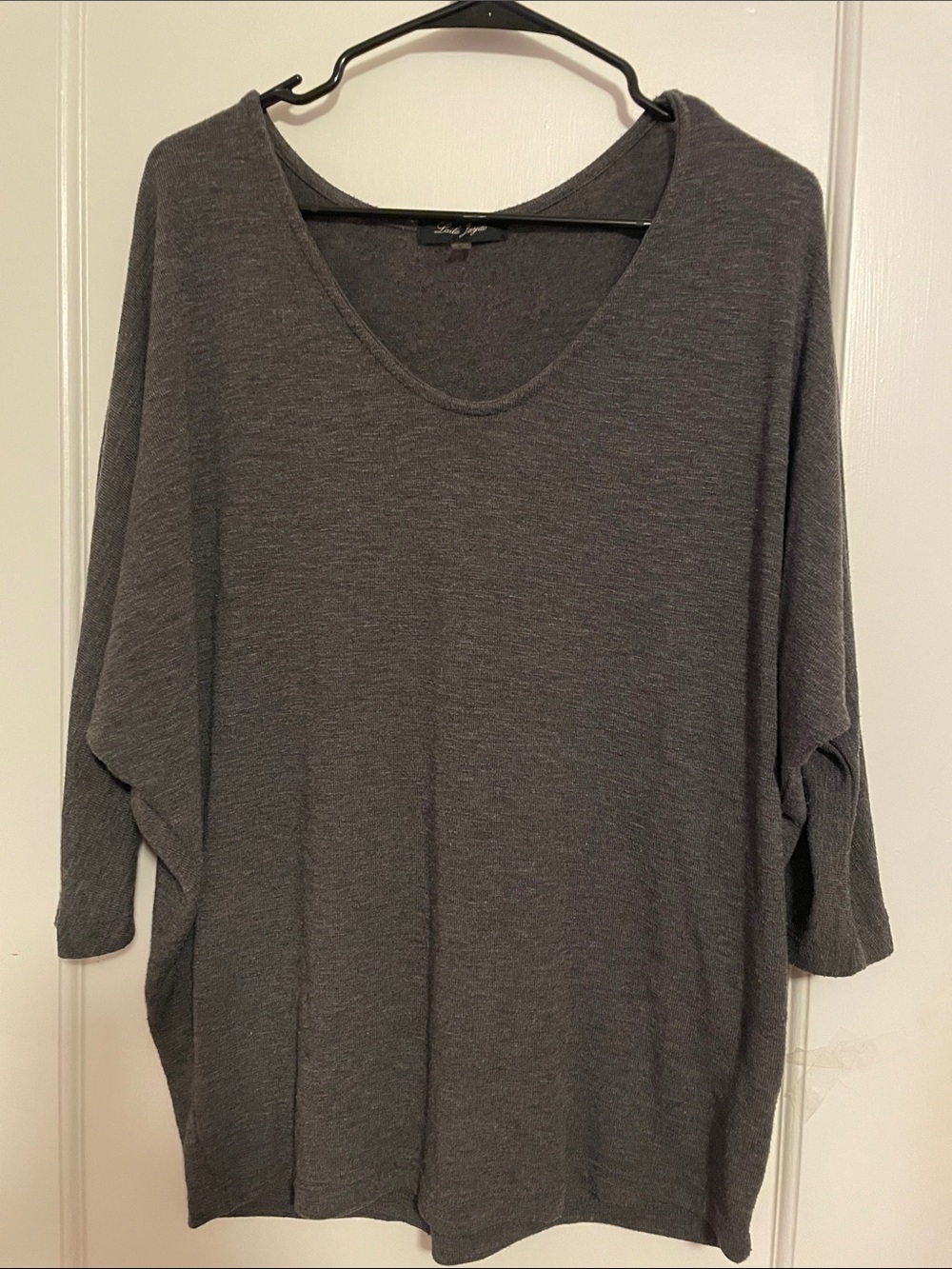 Laila Jayde Charcoal Gray V-Neck Sweater